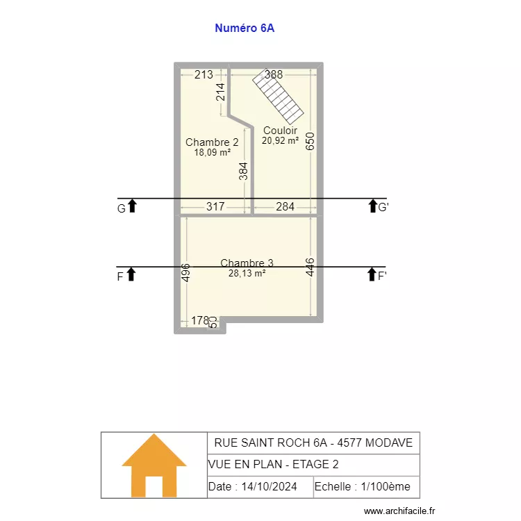 V.RADOUX - VUE EN PLAN - ETAGE 2 - 1/100 - V2.15 - 20241013. Plan de 