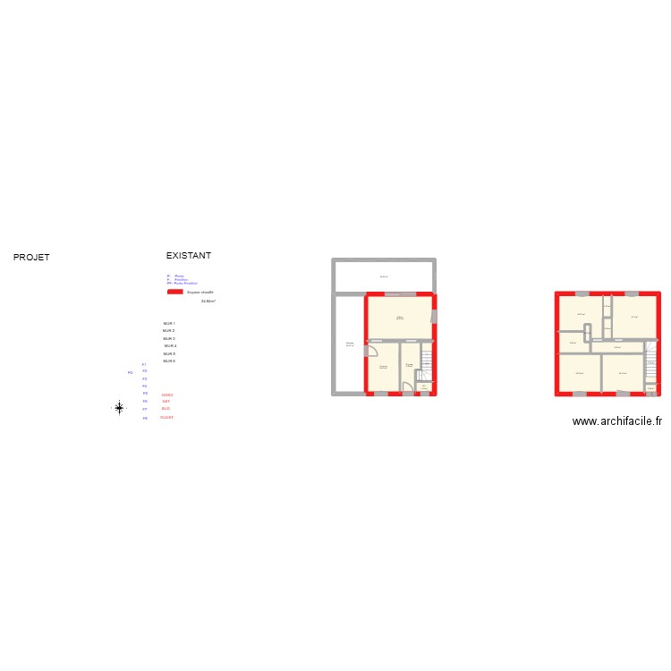 GIRARD_ Existant. Plan de 18 pièces et 133 m2