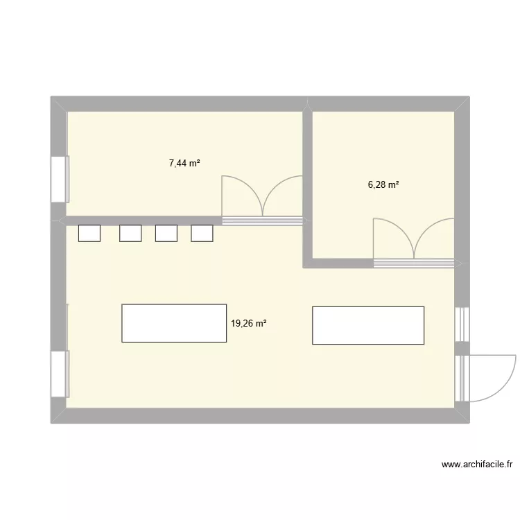 Atelier de Boucherie. Plan de 3  et 33 m²