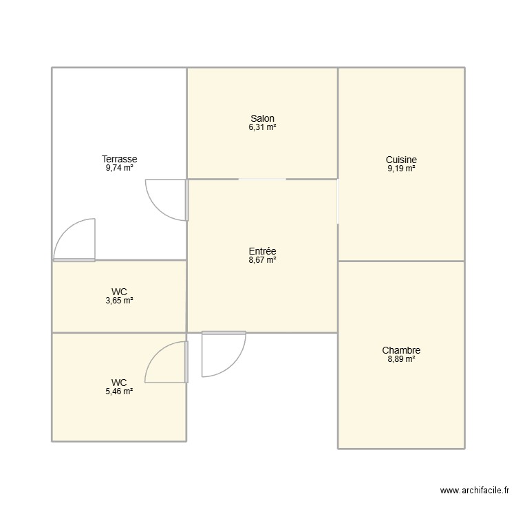 Maison chaouen HAUT. Plan de 7 pièces et 52 m2