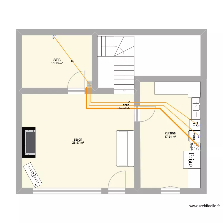 montsoreau circuit SPE RDC. Plan de 3  et 57 m²