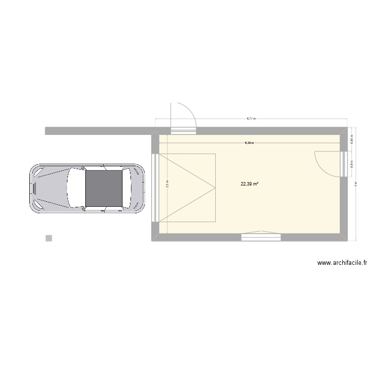 Extension garage. Plan de 1 pièce et 22 m2