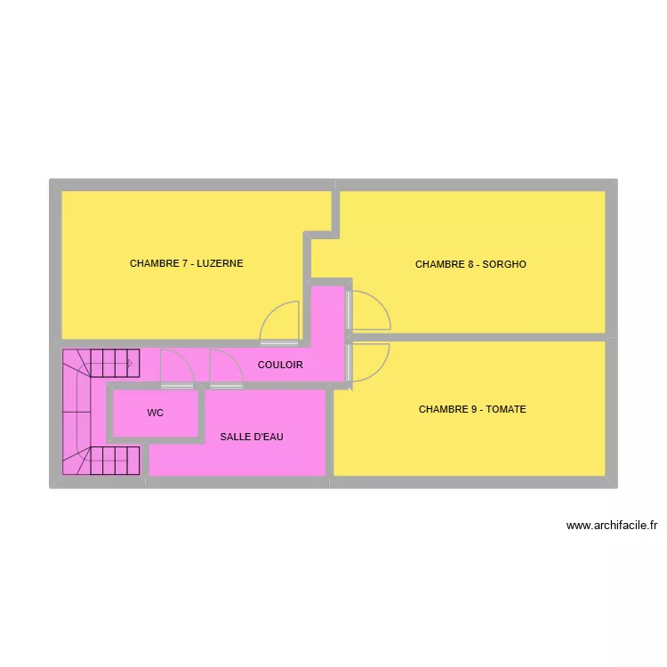 COLOC R+2. Plan de 6  et 48 m²