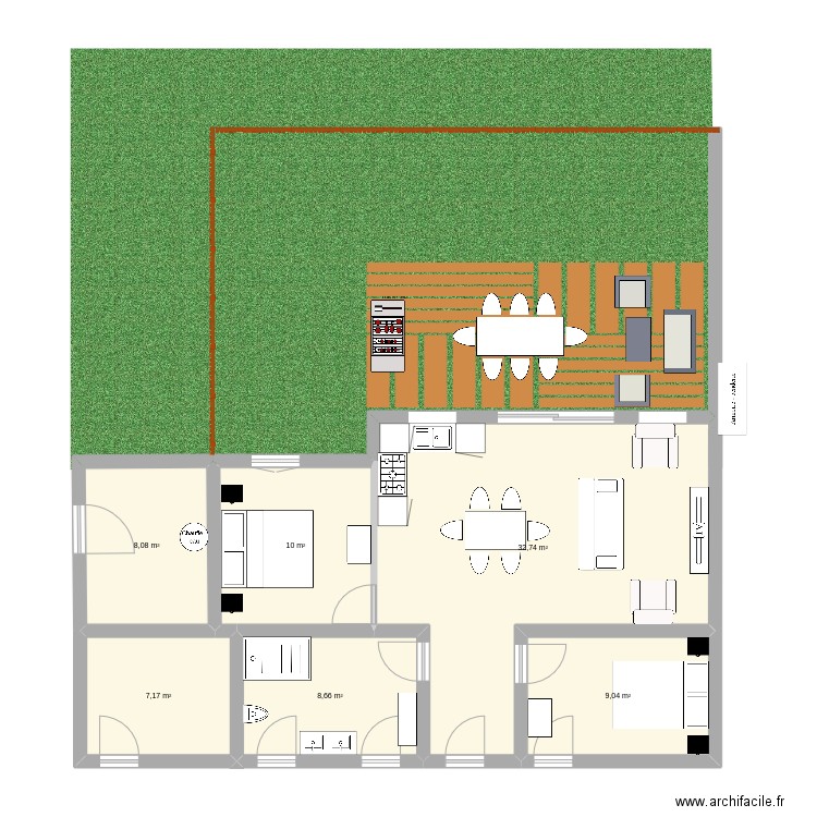 gite etable. Plan de 6 pièces et 76 m2