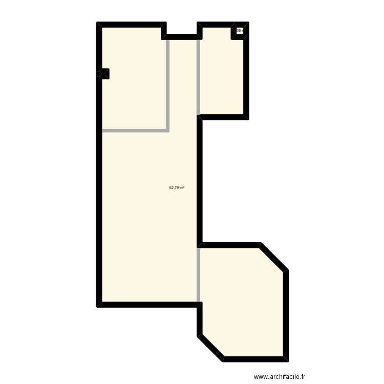 Plan coté Ballah. Plan de 3 pièces et 63 m2