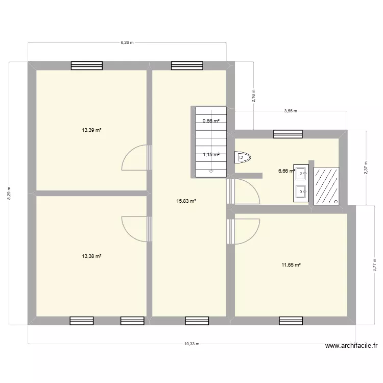 Maison Petit Waret 1 Etage. Plan de 7 et 63 m² Maison Petit Waret 1 Etage. Plan de 7 et 63 m²