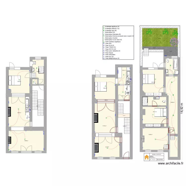 ISABELLE MOTTET  DEMI-SOL et RDC+ 1-&eacute;r ETAGE. Plan de 