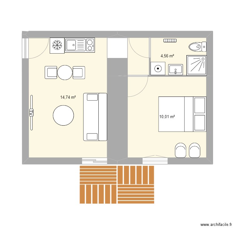 Berrie 1. Plan de 3 pièces et 29 m2