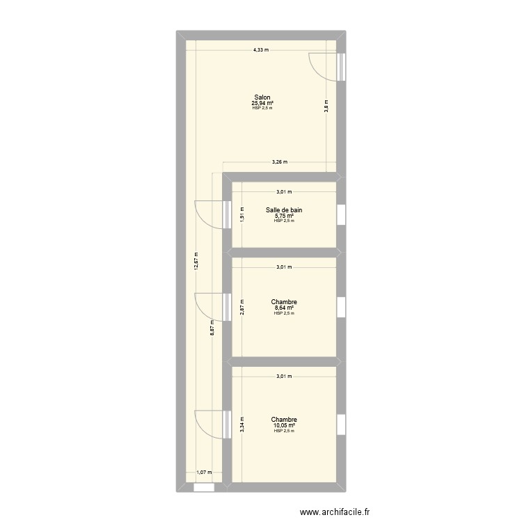 Air BNB. Plan de 4 pièces et 50 m2
