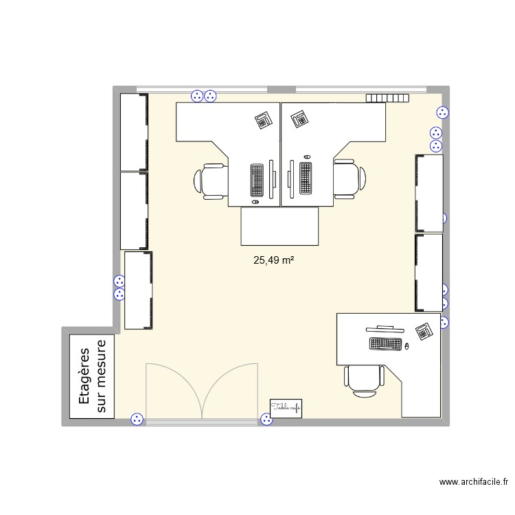 Bureau 2e. Plan de 1 pièce et 25 m2