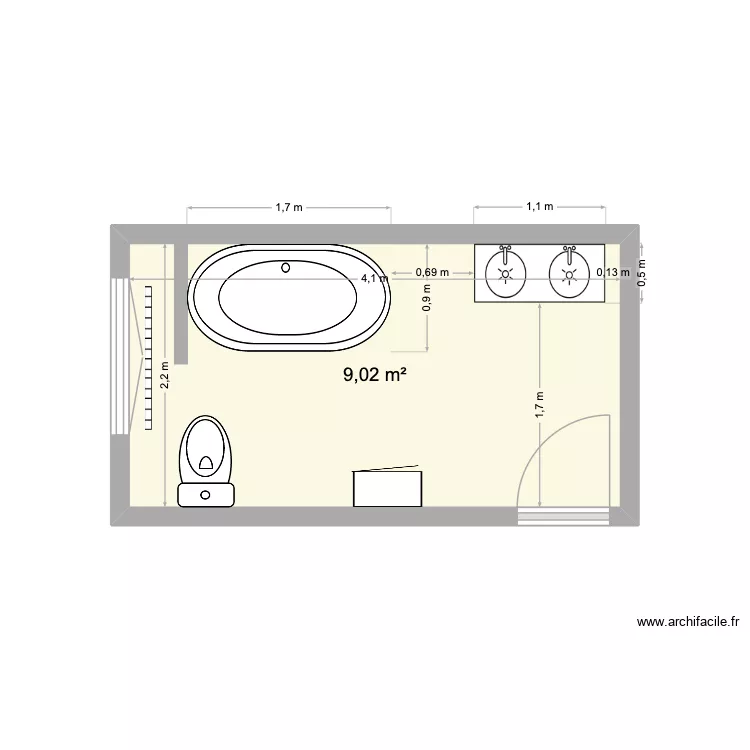 Renaud. Plan de 1  et 9 m²