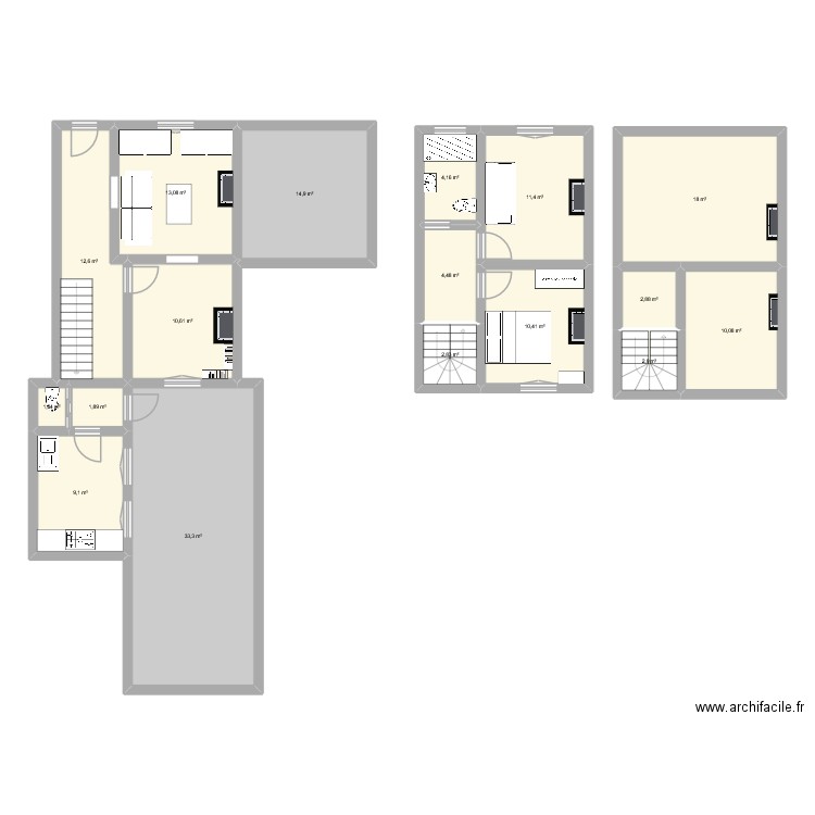 maison beyne. Plan de 17 pièces et 164 m2