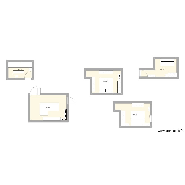 Plan. Plan de 5 pièces et 59 m2