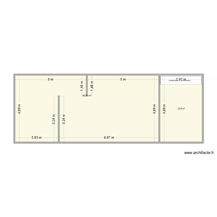 arcens. Plan de 2  et 61 m²