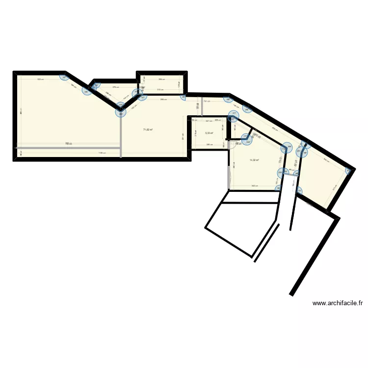 chambre 1TOUR FONDUE. Plan de 