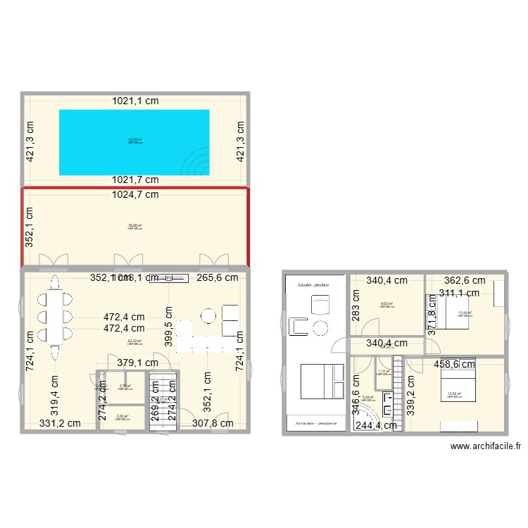 BOIS GROS 1 ER ETAGE. Plan de 13 pièces et 199 m2