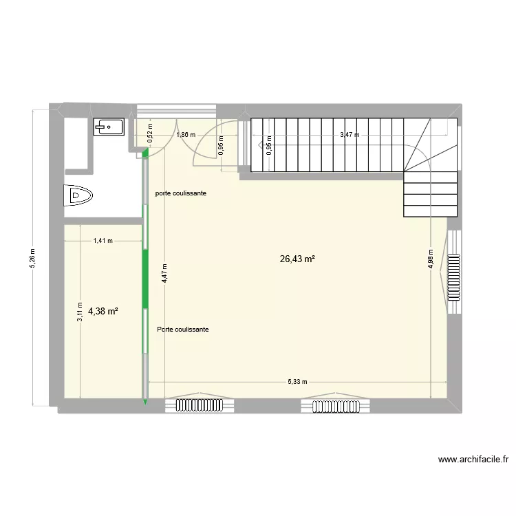 PLan petite maison. Plan de 2 pièces et 31 m²