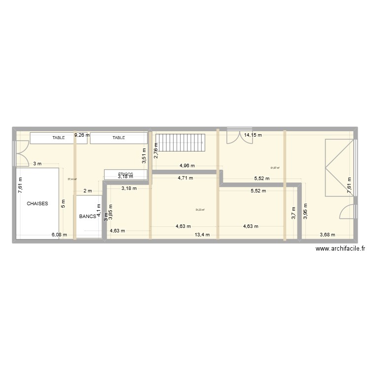 PLAN SALLE 1. Plan de 3 pièces et 174 m2