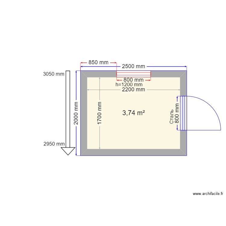 Яншино малые. Plan de 1 pièce et 4 m2
