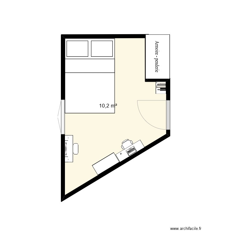 Chambre. Plan de 1 pièce et 10 m2
