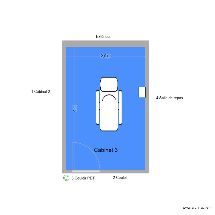 50439 Cabinet 3. Plan de 1 pièce et 10 m2