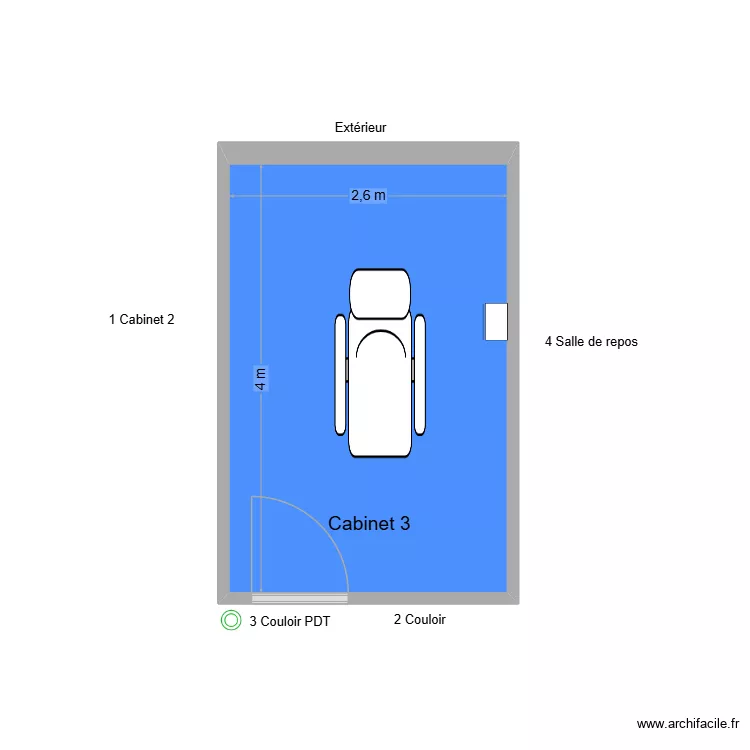 50439 Cabinet 3. Plan de 1 pièce et 10 m²