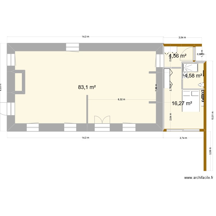 guzoux v2. Plan de 5 pièces et 110 m2