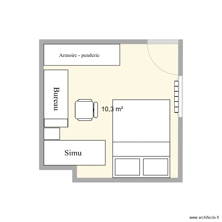 Coloc. Plan de 1 pièce et 10 m2