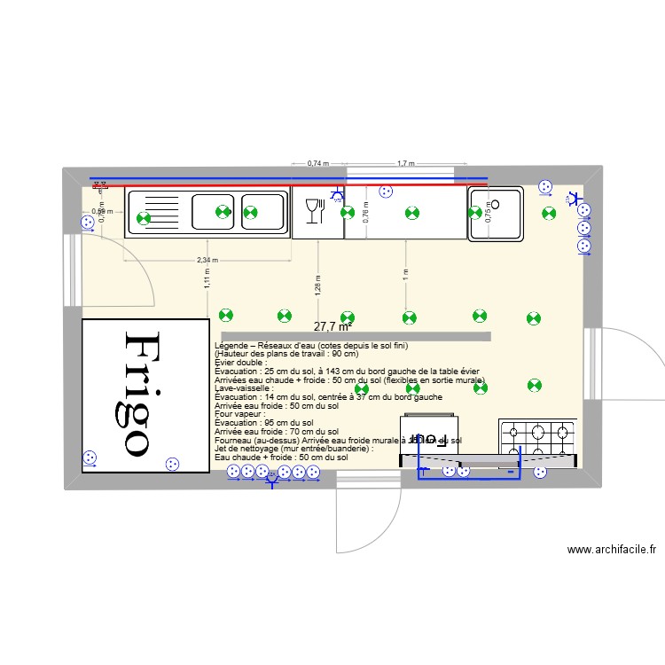 Atelier NSM eaux elec. Plan de 1 pièce et 28 m2