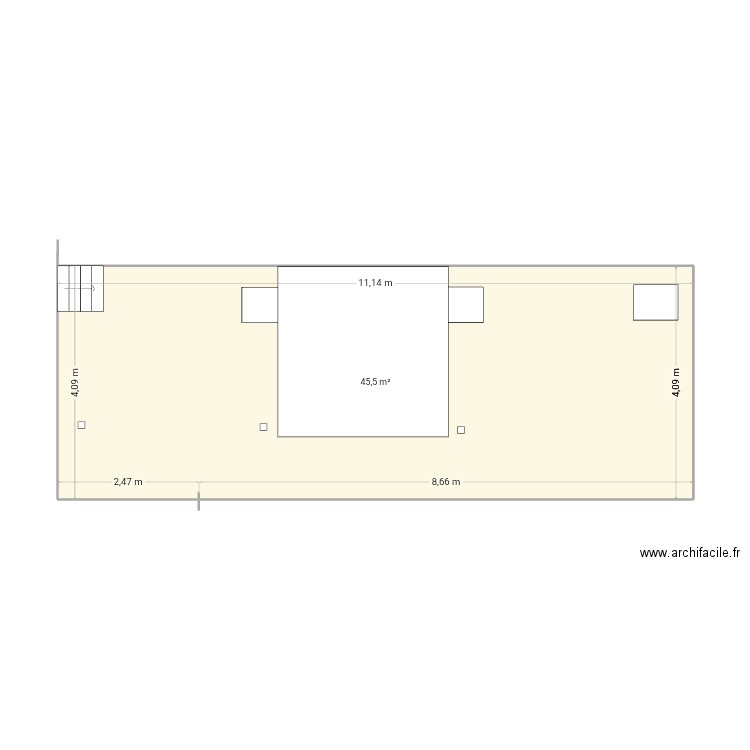 Terrasse. Plan de 1 pièce et 46 m2