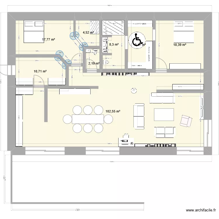 mary atelier. Plan de 8  et 174 m²