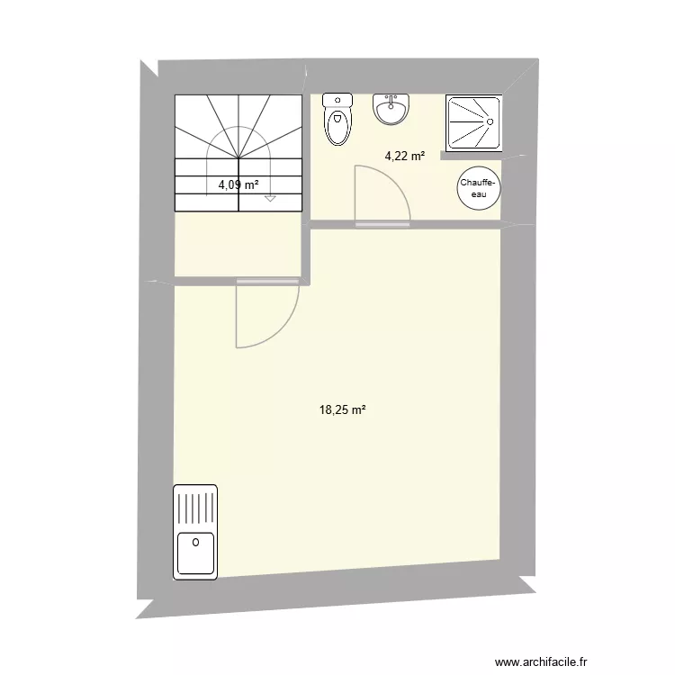 POTIERS 1 R+2. Plan de 3  et 27 m²