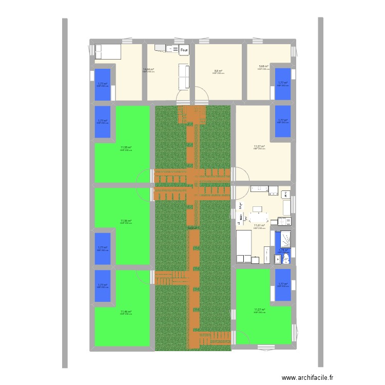 PROJET CONSTRUCTION FCV. Plan de 17 pièces et 112 m2