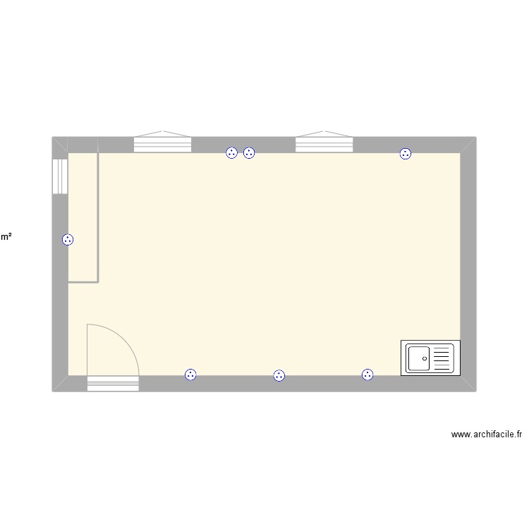 labo. Plan de 1 pièce et 1 m2