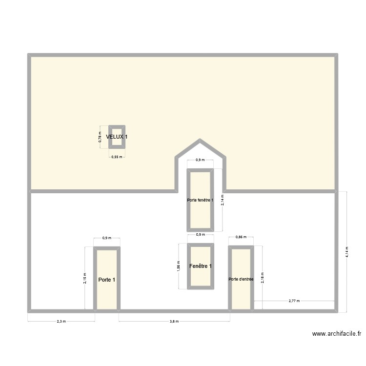 Façade Nord Après travaux. Plan de 7 pièces et 90 m2