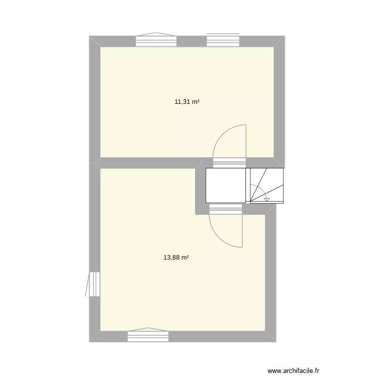 maison mima &eacute;tage. Plan de 2 pièces et 25 m²