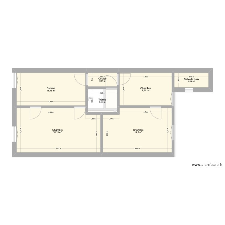 BARLOT. Plan de 14 pièces et 118 m2