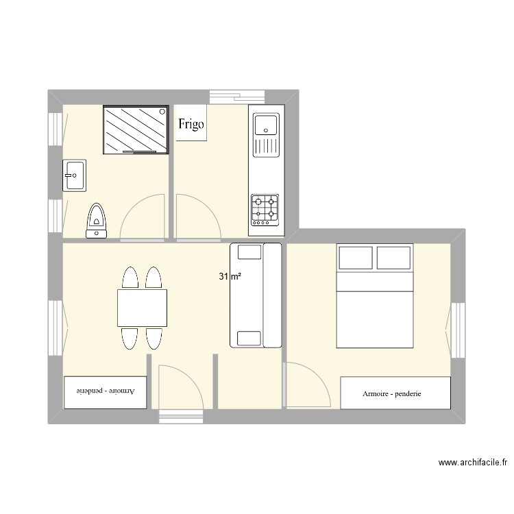 GHISO 9. Plan de 1 pièce et 31 m2