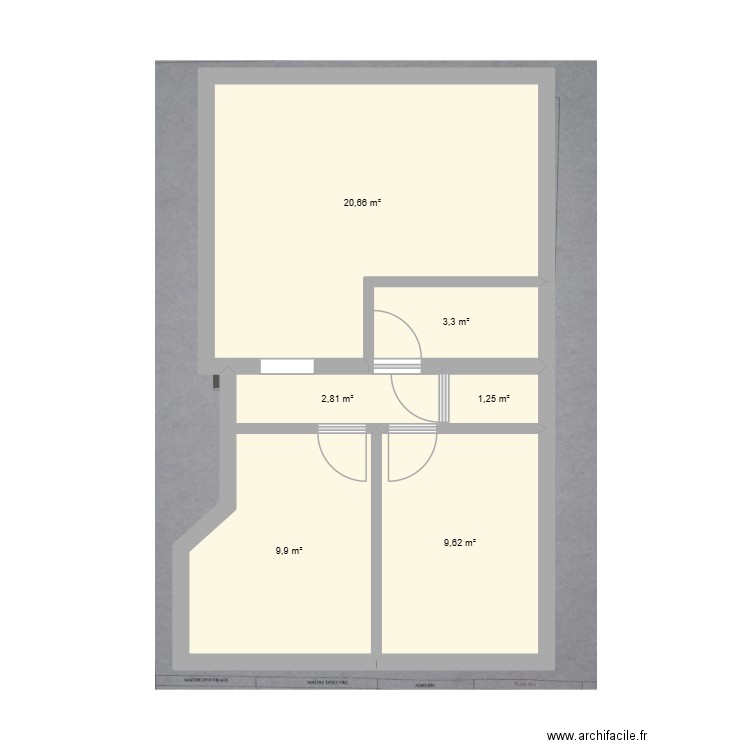 Courbevoie. Plan de 6 pièces et 48 m2