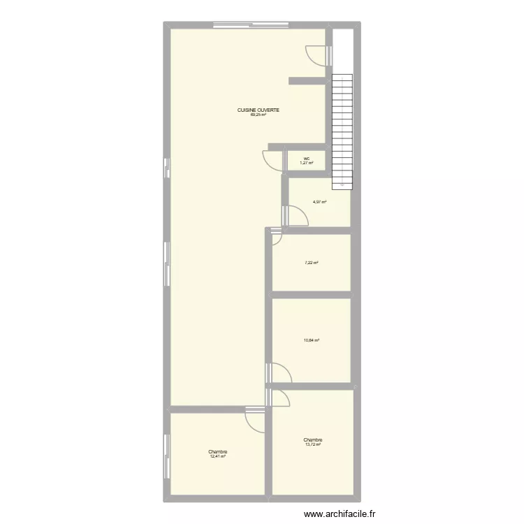 rez de chaussee. Plan de 7 pièces et 119 m²