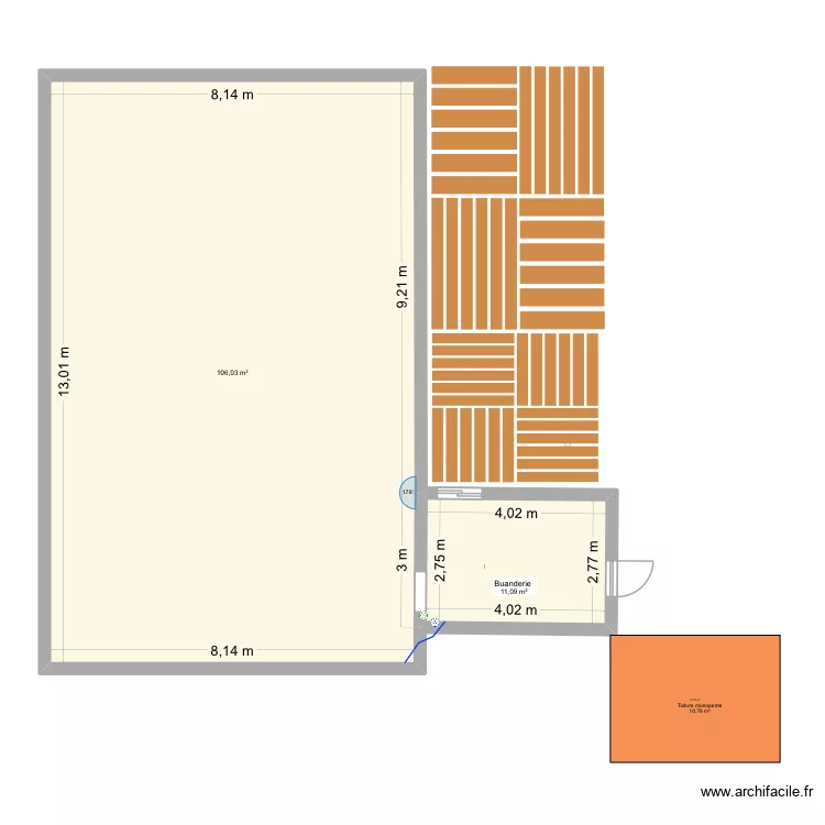 Maison. Plan de 2  et 117 m²