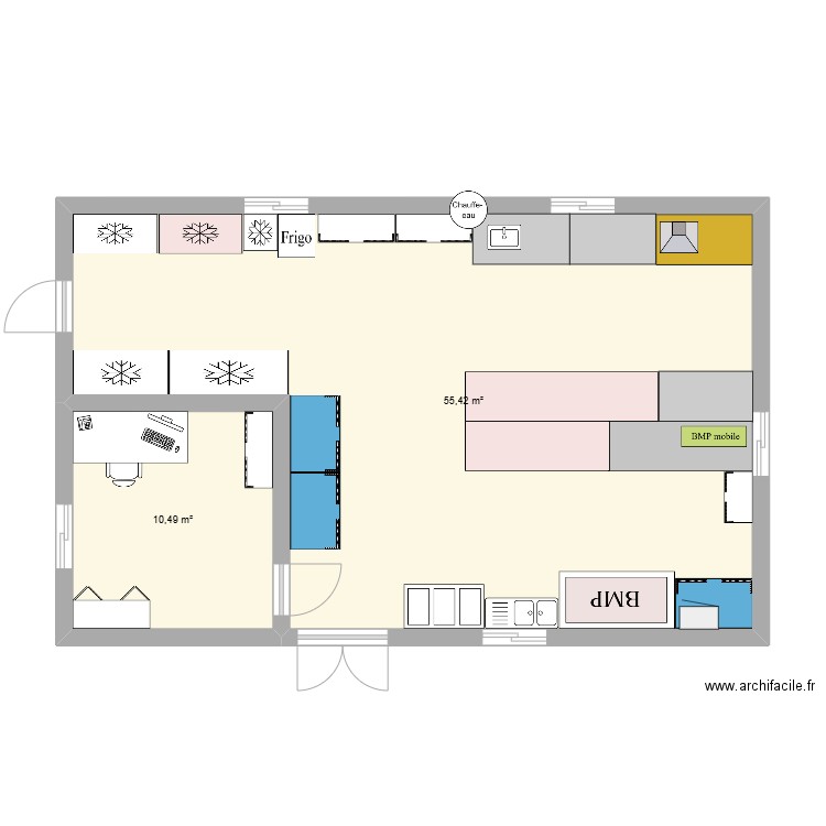 labo biovalo. Plan de 2 pièces et 66 m2