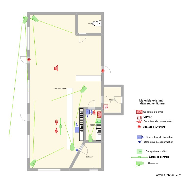 TABAC L'ILE AU TRESOR alarme 2. Plan de 5 pièces et 145 m2