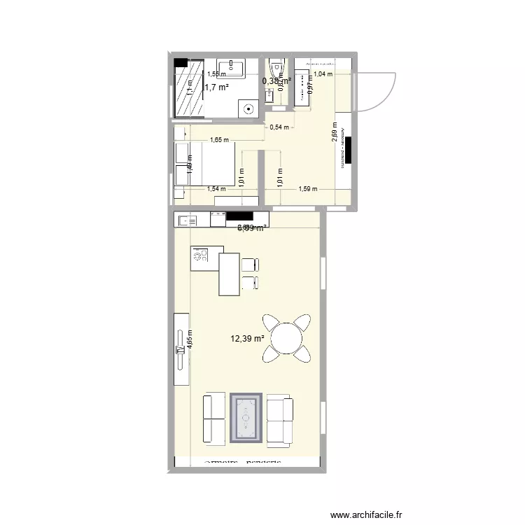 F2_Notre Dame des Champs. Plan de 4  et 21 m²