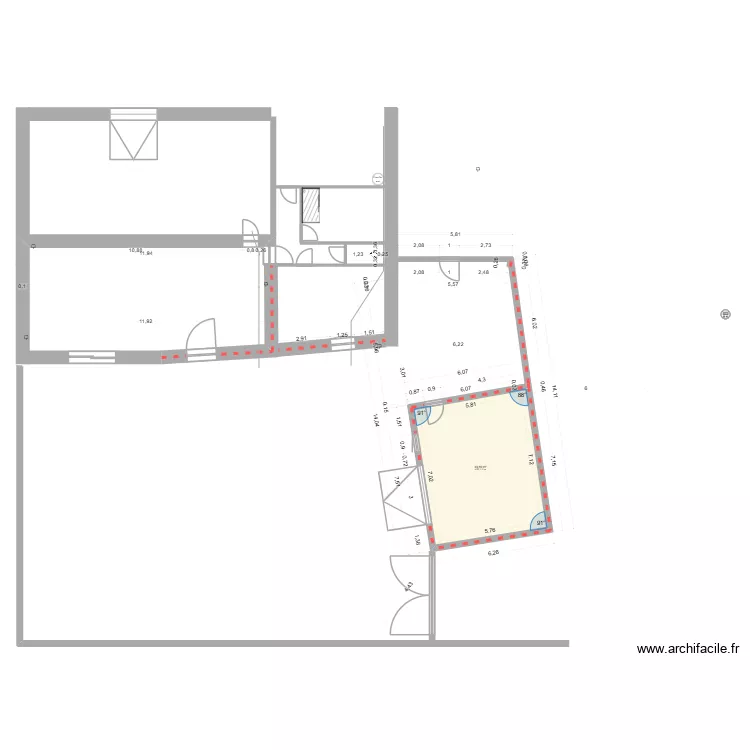 maison. Plan de 1 Pièce et 41 m²