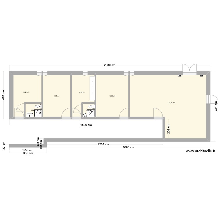 Reserve - Lingerie Casel bis. Plan de 7 pièces et 95 m2