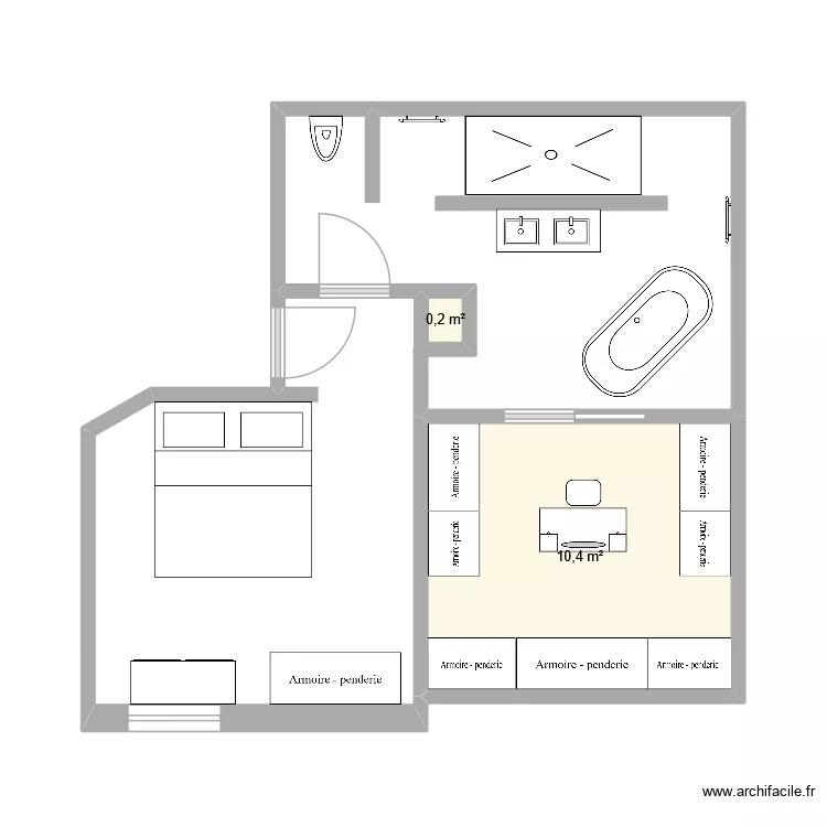 sdb1. Plan de 2  et 11 m²