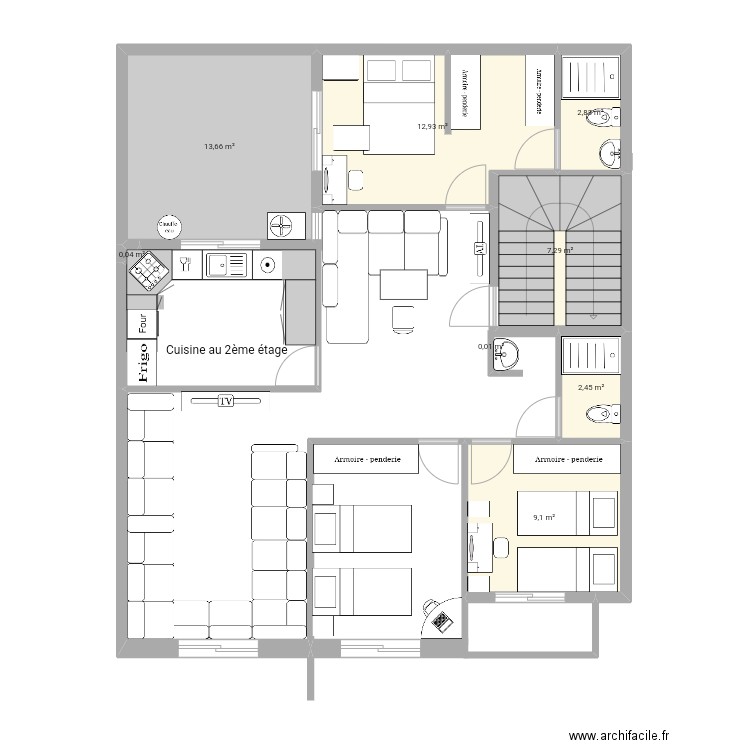 Maison El Houda - Appt N°2 - Ver-Beta. Plan de 8 pièces et 48 m2