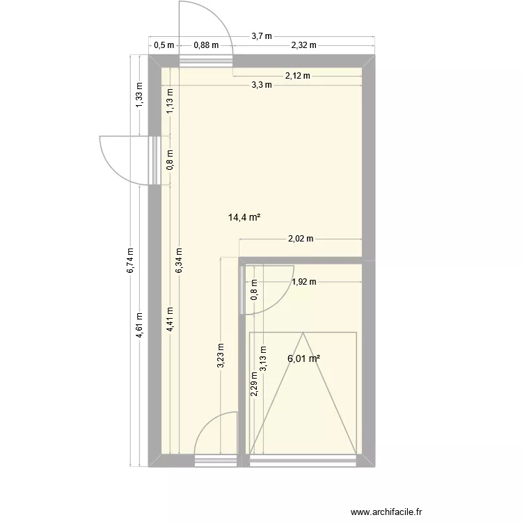 garage cotations. Plan de 2 Pièces et 20 m² garage cotations. Plan de 2 Pièces et 20 m²