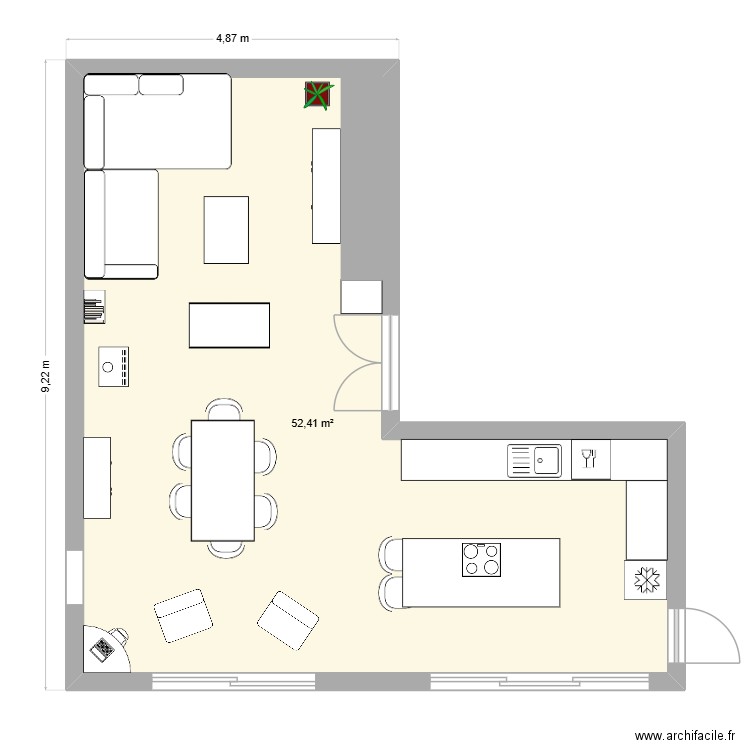 maison2. Plan de 1 pièce et 52 m2